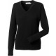 Pullover Femme Col V, Couleur : Black (Noir), Taille : S