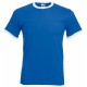 T-Shirt Bords Côtes Contrastés, Couleur : Royal Blue / White, Taille : S