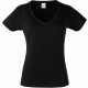 T-Shirt Femme Col V : Lady Fit Valueweight V Neck, Couleur : Black (Noir), Taille : XS