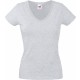 T-Shirt Femme Col V : Lady Fit Valueweight V Neck, Couleur : Heather Grey, Taille : XS