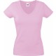 T-Shirt Femme Col V : Lady Fit Valueweight V Neck, Couleur : Light Pink, Taille : XS