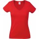 T-Shirt Femme Col V : Lady Fit Valueweight V Neck, Couleur : Red (Rouge), Taille : XS