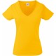 T-Shirt Femme Col V : Lady Fit Valueweight V Neck, Couleur : Sunflower, Taille : XS