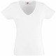 T-Shirt Femme Col V : Lady Fit Valueweight V Neck, Couleur : White (Blanc), Taille : XS