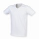 T-Shirt Homme Extensible Col V : Feel Good V , Couleur : White (Blanc), Taille : S