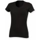 T-Shirt Femme Extensible Col V : Feel Good V , Couleur : Black (Noir), Taille : S