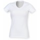 T-Shirt Femme Extensible Col V : Feel Good V , Couleur : White (Blanc), Taille : S