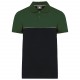 Polo Bicolore Écoresponsable Manches Courtes Unisexe, Couleur : Black / Forest Green, Taille : XS