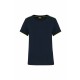 T-Shirt Daytoday Manches Courtes Femme, Couleur : Navy / Fluorescent Yellow, Taille : XS