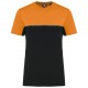 T-Shirt Bicolore Écoresponsable Manches Courtes Unisexe, Couleur : Black / Orange, Taille : 3XL