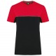 T-Shirt Bicolore Écoresponsable Manches Courtes Unisexe, Couleur : Black / Red, Taille : 3XL