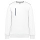 Sweat-Shirt Daytoday Zip Poche Contrastée Unisexe, Couleur : White / Navy, Taille : 3XL