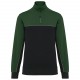 Sweat-Shirt Écoresponsable Col Zippé Unisexe, Couleur : Black / Forest Green, Taille : XS