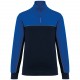 Sweat-Shirt Écoresponsable Col Zippé Unisexe, Couleur : Navy / Royal Blue, Taille : 3XL