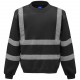 Sweat-Shirt Haute Visibilité Col Rond, Couleur : Black (Noir), Taille : 3XL