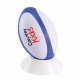 Anti-stress publicitaire ballon de rugby, Couleur : Blanc / Bleu