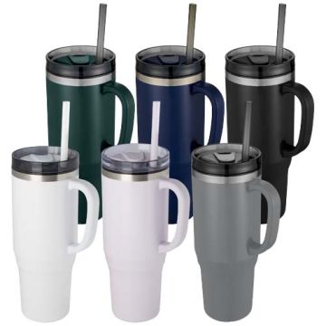Mug isotherme publicitaire 1,2 L certifié RCS avec paille