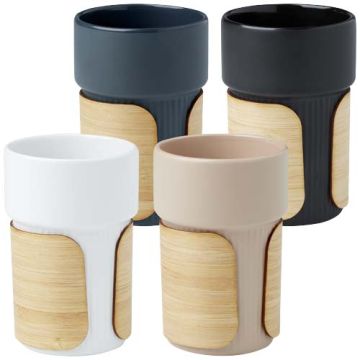 Gobelet personnalisable de 340 ml avec couvercle en bambou