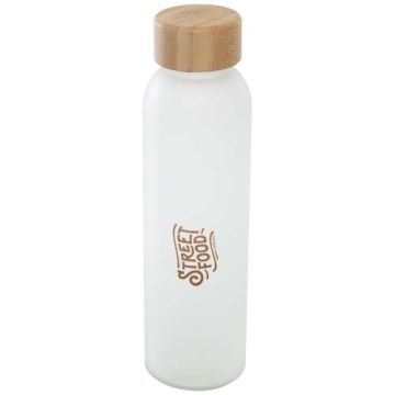Bouteille en verre personnalisable sodocalcique mat Lume de 500 ml avec couvercle en bambou