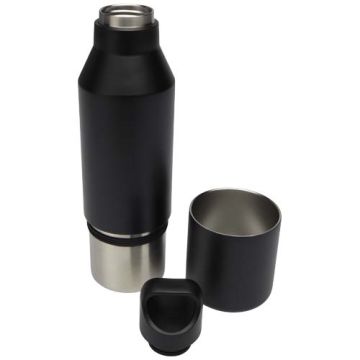 Bouteille isotherme publicitaire 600 ml en acier inoxydable recyclé RCS avec gobelet de 600 ml