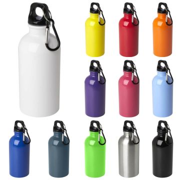 Gourde personnalisable Oregon de 400 ml en acier recyclé certifié RCS avec mousqueton