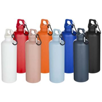 Bouteille d'eau pub Oregon 750 ml en plastique recyclé uni certifié RCS avec mousqueton