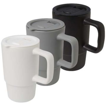 Mug en céramique personnalisable de 450 ml avec couvercle en plastique - Carter