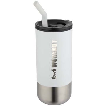 Gobelet isotherme à personnaliser 480 ml certifié RCS avec paille en silicone - Grayson