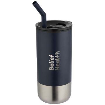 Gobelet isotherme à personnaliser 480 ml certifié RCS avec paille en silicone - Grayson