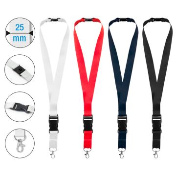 Lanyard publicitaire 25 mm avec boucle détachable et fermeture anti étranglement