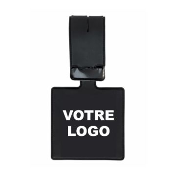 Etiquette bagage carrée publicitaire 8 x 8 cm - Prestige