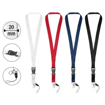 Tour de Cou 20 mm avec boucle détachable et porte-téléphone