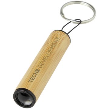 Porte-clés publicitaire en bambou avec lumière