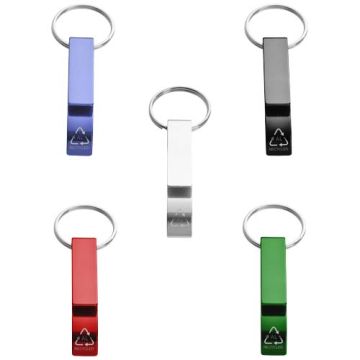 Ouvre-bouteille et canette publicitaire Tao en aluminium recyclé avec porte-clés