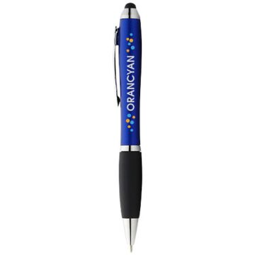 Stylo stylet publicitaire coloré avec grip noir Nash - encre bleue