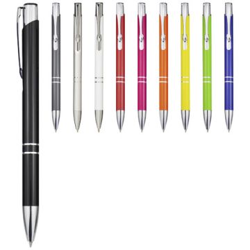 Stylo bille personnalisable rétractable en Aluminium Moneta, encre bleue