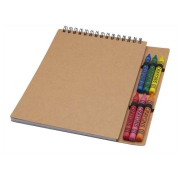 Carnet de notes personnalisable à spirales A5 à couverture souple et set de crayons gras