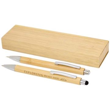 Set stylo et porte-mine publicitaire en bambou