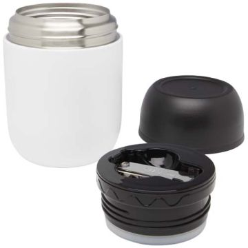 Boîte-repas personnalisable en acier inoxydable recyclé à double paroi de 480 ml avec cuillère pliable - Supo
