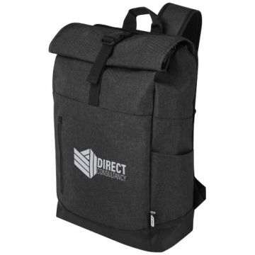 Sac à dos recyclé GRS personnalisable avec rabat enroulable pour ordinateur portable de 15,6" 12L