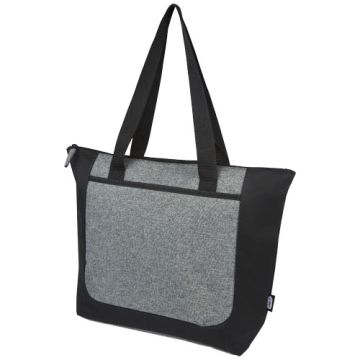 DESTOCKAGE - Sac shopping publicitaire recyclé GRS bicolore à fermeture éclair de 15 L 45 x 33 x 13 cm 
