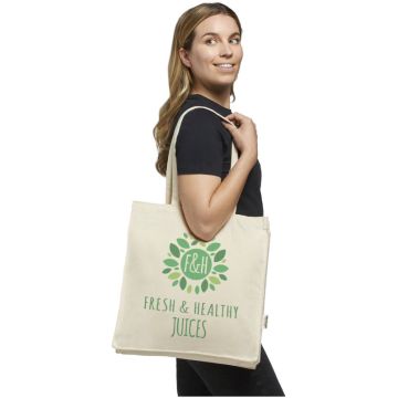 Sac shopping Odessa publicitaire recyclé de 38 x 41 x 8,5 cm en 220 g/m²