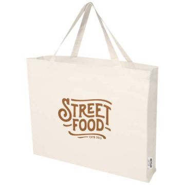 Grand sac shopping personnalisable Odessa en coton recyclé 57 x 42 x 16,5 cm en 220 g/m²