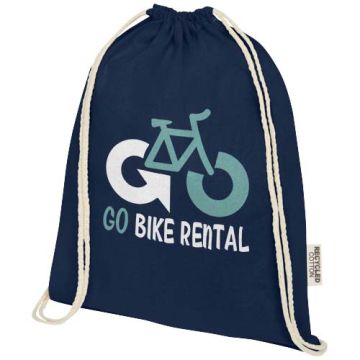 Sac avec cordon personnalisable Oregon en coton recyclé 140 g/m² certifié GRS