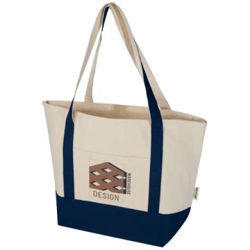 Sac shopping en coton recyclé publicitaire 34 x 18 x 48 cm en 320 g/m²