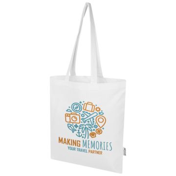 Sac shopping Madras publicitaire en coton recyclé GRS 38 x 42 cm en 140 g/m²