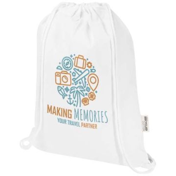 Sac en coton recyclé publicitaire de 5 L avec cordon Oregon Blend 140 g/m² certifié GRS