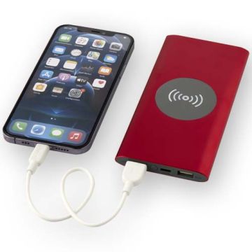 Batterie de secours publicitaire sans fil en aluminium recyclé type-C de 8 000 mAh