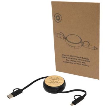 Câble 1 mètre publicitaire rétractable 5 en 1 en plastique recyclé charge rapide 45 W
