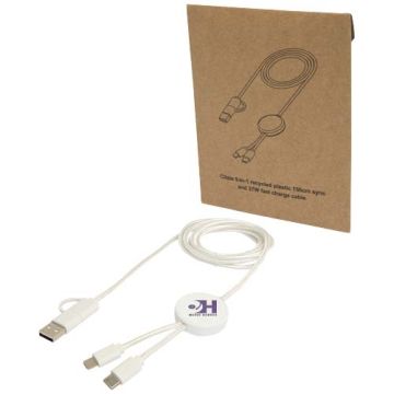 Câble 30 cm 5 en 1 publicitaire en plastique recyclé charge rapide de 27 W